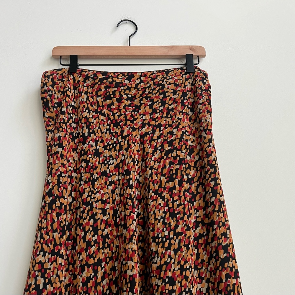 LES COPAINS Made In Italy 100% Silk Midi Skirt Geometric Retro Hipster Fall 44 - Picture 3 of 12